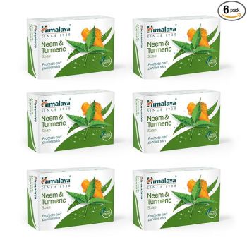 Himalaya Herbals Neem And Turmeric Soap, 125g (Pack Of 6)