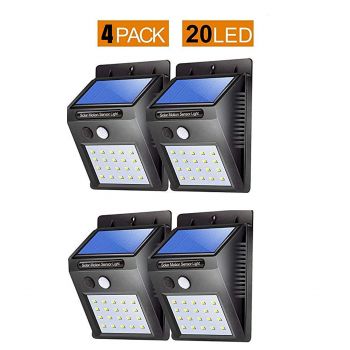 Light-Solar Powered Cordless Outdoor LED Motion Sensor Path and Security Light - Pack of 4,Plastic