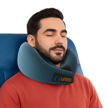 Orista™ Travel Neck Pillow | Premium Memory Foam Neck Pillow for Flight Travel, Car Sleeping | Adjustable Head Rest, Neck Rest Travelling Pillow for Sleeping Head Support | Teal Green Velvet