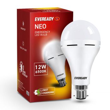 Eveready 12W B22D Emergency Inverter Rechargeable LED Bulb for Power cut| Cool Day Light (6500K) | Energy Efficient | 3 Hour Battery Backup | Li-on Battery Inside Pack of 1