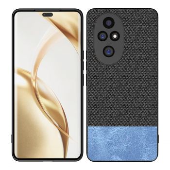 Kapa Soft Fabric & Leather Hybrid Protective Back Cover for Honor 200 (5G) | Shockproof Slim Hard Anti Slip Back Case (Black,Blue)