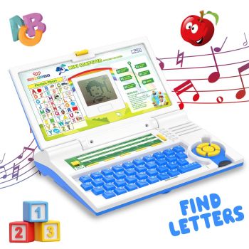 CDP Wembley Educational Kids Laptop Learning Toy for 2-5 Years Boys Girls Computer Toys for 3 Years Fun Activity Learning Alphabet,Letter,Words,Games,Mathematics,Music,Logic Memory Tool - Blue