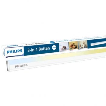 PHILIPS 20W 3 in 1 LED Tubelight | 4ft Mood Lighting LED Tubelight with Three Color Temperatures | Scene Switch Tubelight for Home & Decoration | Color: Tunable White, Pack of 1