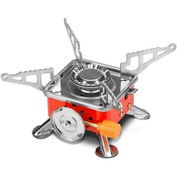SKADIOO Portable Gas Stove, Camping Gas Stove, Butane Gas Stove, Small Gas Stove for Travelling, Mini Stove with Folding Furnace and Stainless Steel Body with Storage Bag for Hiking and Picnic