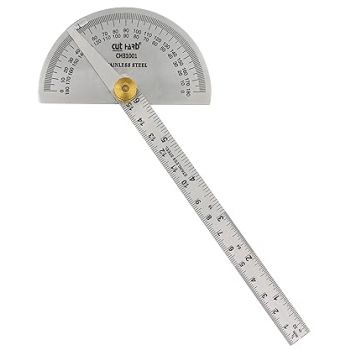 CUTHARD Stainless Steel 180 Degree Protractor – Angle Finder, graduated Ruler with heavy duty brass adjusting nut