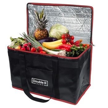 DOUBLE R BAGS Insulated Thermal Bag - Heavy Duty, Foldable, for Hot & Cold Food, and Groceries.
