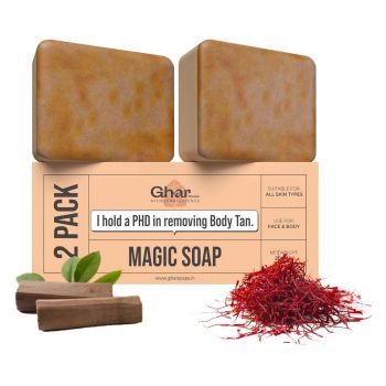 Ghar Soaps Sandalwood & Saffron Magic Soaps For Bath (100 Gms Pack Of 2) | Paraben Free | Chandan & Kesar Bath Soap | Handmade Soaps For Glowing | Skin Brightening Soap For Men & Women