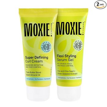 Moxie Beauty Curly Vibe Setter Travel Duo | Boosts Curl Definition & Retains 96% Moisture | Super Defining Curl Cream (50ml) & Flexi Styling Serum Gel (50ml)