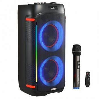 Portronics Iron Beats IV 250W Party Speaker with Dual 6" Subwoofer, Upto 4 Hours Playtime, RGB LED Lights, Wireless Karaoke Mic, Treble/Bass Adjustment, Echo Control, Remote Control(Black)
