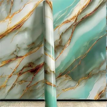 Premium Waterproof DIY Wallpaper & Wall Stickers for Home & Kitchen Countertop Furniture | Oil Proof Kitchen Stickers | Size(60 x 200cm) (Sky Gold)