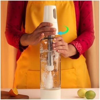 InstaCuppa Portable Soda Maker, Perfect for Busy Moms To Make Lemon Flavored Soda, Jaljeera, Sparkling Water, Mocktails, Fruit Spritzers In Just 30 Seconds Anywhere, Fizz Maker with 2 Lids