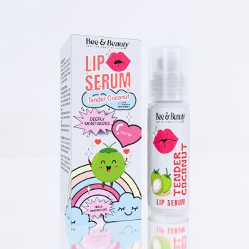 Bee & Beauty Moisturizing Lip Serum Roll On - 5ml | With Refreshing Tender Coconut | Nourishes, Hydrates and Gently Exfoliates | For Men and Women | Natural Pink Lip Roll On For Daily Lip Care