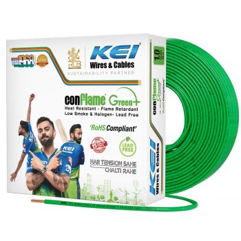 KEI CONFLAME GREEN PLUS 1 sqmm 1 Core Copper Heat Resistant Flame Retardant Low Smoke