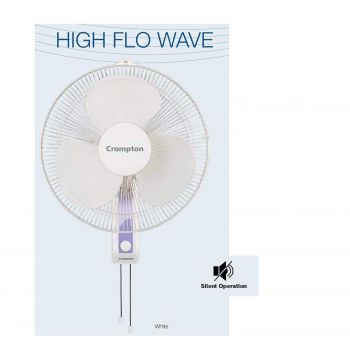 Crompton HighFlo Wave Plus 400-MM (16 inch) 60W Oscillating Wall Fan (KD White)