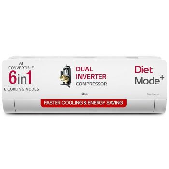 LG 1 Ton 4 Star DUAL Inverter Split AC (Copper, AI Convertible 6-in-1 with VIRAAT Mode, Faster Cooling & Energy Saving, 4 Way Swing, HD Filter with AntiVirus Protection, US-Q13JNYE, White)