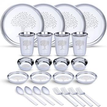 Limetro Stainless Steel Dinner Set (Set of 24- Serves 4)
