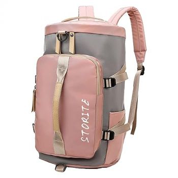 Storite Nylon 25Cm Small Imported Lightweight Waterproof Duffle Bag, Rucksack Travel Bag For Women With Separate Wet Pocket & Shoes Compartment, Backpack Carry Luggage Bag(43 x 25 x 26 CM)