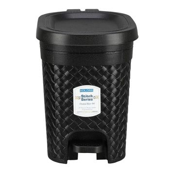 KOLORR Stitch 7 Liters Plastic Pedal Dustbin/Trash Can/Garbage Waste Bin with Lid for Home/Kitchen/Office/Bathroom & Washroom – Black