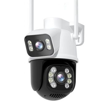 TechEase 6MP Dual Lens UHD Camera CCTV Outdoor Office Farm Indoor WiFi Camera, Advanced Security System CCTV Outdoor with Color Night Vision and Ai Human/Motion Detection, SD/Cloud IP66