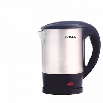 Borosil Eva 1 L 1200W Stainless Steel Electric Kettle | Boil Water for Tea/Coffee/Soup/Noodles | Water Heater Jug | Auto Cut-off, Dry Boil Protection | Multipurpose Kettle | 1 Year Warranty