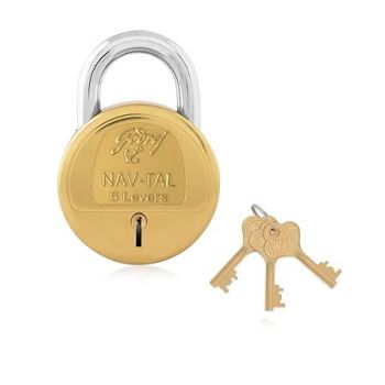 Godrej Locks I Navtal 6 levers 50 mm I Padlock for Main Door I Gate Lock I Tool Box, Shutters, Shops & Offices I Strong Hardened Corrosion Resistant Shackle I Brass Material | 1 Year Warrenty