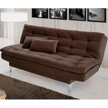 AMATA Eagle 3 Seater Sofa Cum Bed Brown Suede velevt Fabric with Two Cushions Perfect for Home Living Office Room and Guests (Brown, Medium)(3 Year Warranty)