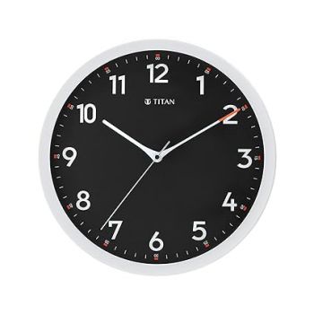Titan Plastic Contemporary Analog Wall Clock with Silent Sweep Technology, 30 Cmx30 Cm (Medium) (White)