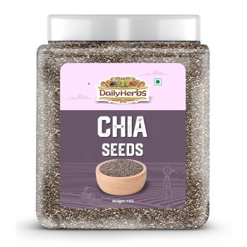 DailyHerbs Chia Seeds 1kg Jar | Seeds for Weight Management | Rich in Calcium, Protein & Fibre | Beat the Heat | 100% Clean Chia Seeds for Eating | Antioxidant Rich Seeds