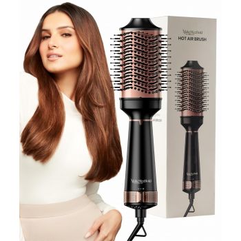 Urban Yog MakeMeeBold Hot Air Brush|2-in-1 Hair Dryer & Straightener with 3 Temp & 2 Speed Settings, 360° Airflow Vents, PTC Fast Heating, Ceramic Plates, Auto Shut-Off,Tangle-Free Bristles,1200 Watt
