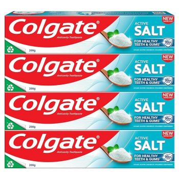 Colgate Active Salt Toothpaste, Daily Germ Protection, Combo Pack of 800g (Buy 3 Get 1 Free) with Salt and Mint, Healthy Gums & Teeth, Tooth paste that Fights Germs & Provides Fresh Breath