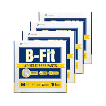 B-FIT Adult Diapers Pant Style (Medium) 40 Count, Unisex, Leakproof, Elastic Waist, Wetness Indicator,Waist Size 25-48 Inch ; 63.5-122 cm
