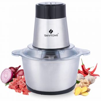 SKYTONE Electric Chopper, Meat Chopper With Stainless Steel Bowl Heavy 700W Motor - 2 Speed Modes For Kitchen Food Processor, Meat, Vegetables, Onion, Mince (Electric, 2 Liter)