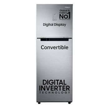 Samsung 236 L, 3 Star, Convertible, Digital Inverter with Display Frost Free Double Door Refrigerator (RT28C3733S8/HL, Silver, Elegant Inox, 2024 Model)