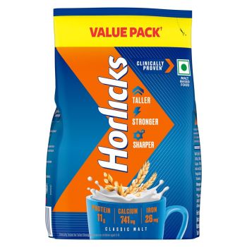 Horlicks Nutrition Drink Pouch - 750 g - Classic Malt - Clinically Proven to make kids Taller, Stronger, Sharper