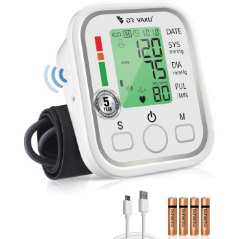 DR VAKU® BP Monitor Fully Automatic Blood Pressure Machine to Check Digital Glucose Level for Home Monitoring Device with Talking Function,Large Display + Cuff Kit Best Accurate Apparatus Measurement- White
