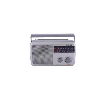 Philips Portable Radio RL384/94 with MW, SW & FM Band, 500mW RMS Sound Output, Telescopic Antenna, 4-Inch Loudspeaker, Powered by 3xR20 (4.5V DC) External DC Socket