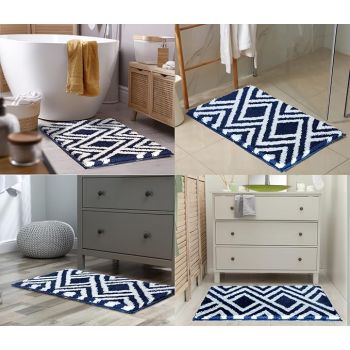 Roseate Egyptian Super Soft (40x60 cm) Microfibre Solid 2000 GSM Bath Mat Super Absorbent Anti Skid Door Mats for Home/Bathroom/Bedroom/Kitchen/Floor Mat (Blue) Pack of 1