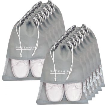 SHOESHINE Shoe Bag for Storage Shoes for Men and Women Travel Essentials Shoe Cover and Shoe Bags Pouches Transparent Shoe Bag for Travel or Accessories - Pack of 12 Shoe Pouch