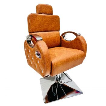 KITHANIA Beauty Parlor Cutting Chair,Salon/Barber/Cutting/Makeup/Makeover Bride Bridegroom Chair, Cushioned seat Back, with Hydraulic & Push Back System (Steel Handle Brown)