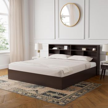 Amazon Brand - Solimo Canes Engineered Wood King Bed with Box Storage (Wenge finish)