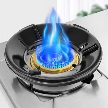KESI ORNAMENTS 2 Pcs Gas Stove Bracket Fire & Windproof Gas Stove Windshield Ring Frame Non-Slip Gas Chula Support Stand Cooktop Easy Cleaning Gas Saver Burner Stand Gas Saver Stand Jali Ring(black)