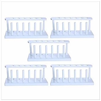 Polyppropylene Set of- 5 Test Tube Stand with Drying Pins, 6 Tube, For School College Lab Laboratory, Chemistry