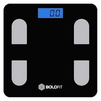 Boldfit Weight Machine for Body Weight Machine Digital Bathroom Scale for Human Body Weight Measurement Extra Thick Weighing Scale with LCD Display 36Months Warranty, Black,Max Weight 180Kgs