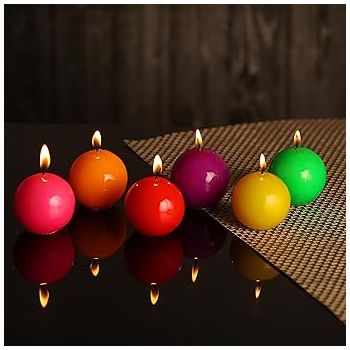 PROSPERRO LUMO by Parkash Candles (2X2 Inch) Multi Colour Round-Shaped Sphere Ball Candles || Home Decoration || Set of 6