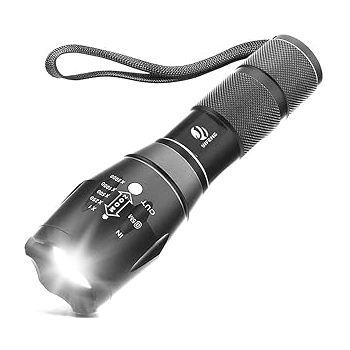 Dotcom yIFeNG Tactical Flashlight,Ultra Bright LED Flashlight with Adjustable Focus and 5 Light Modes for Camping Hiking Emergency (1 Pack), 1000 Lumen