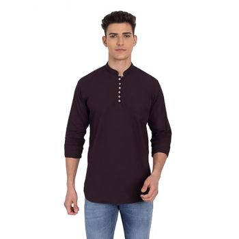 Majestic Man Cotton Solid Casual Short Kurta for Men