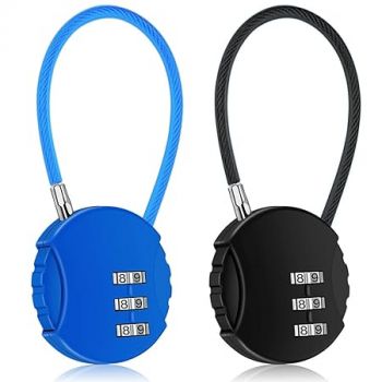 HASTHIP® 2Pcs Luggage Number Lock, Combination Lock Padlock 3 Digit Outdoor Waterproof Padlock for School Gym Locker, Sports Locker, Fence, Toolbox, Gate, Case, Hasp Storage (Black&Blue)