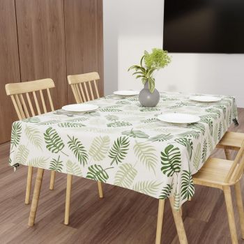 Star Weaves Dining Table Cover for 6 Seater, 60 x 90 inch Size, Waterproof and Dustproof Table Sheet,Dining Table 6 Seater Waterproof Cover, Green Leaf