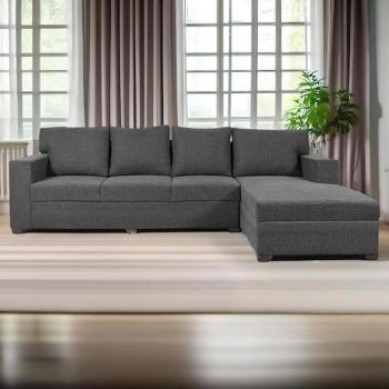 The Mint club Furnitures Divine 5 Seater L Shape Sofa Set for Living Room | 5-6 People Sofa | Premium Fabric | (Ash, RHS)