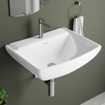 Plantex Ceramic Wash Basin/Basin for Bathroom/Wall Mounted Washbasin for Home/Office/Hotels (White - 18 x 14 x 5 Inch)